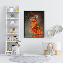 Hand Painted on Canvas DIY Maple Leaf Girl Oil Paint By Numbers Drawing Kit