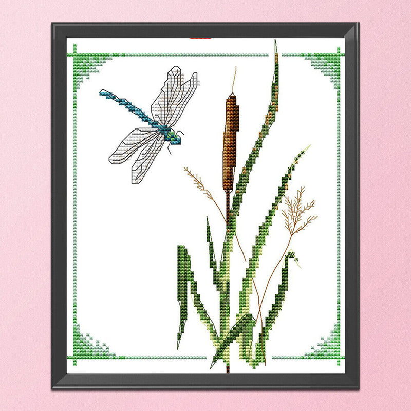 Partial Embroidery 14CT DIY Dragonflies Printed Cross Stitch Kit Art Craft