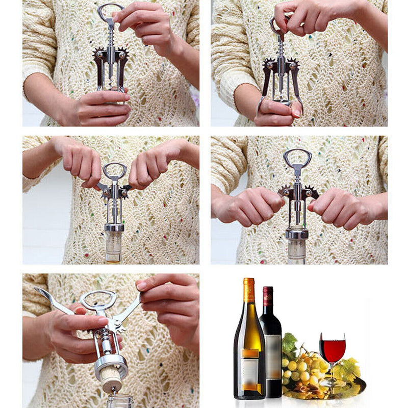 Stainless Steel Metal Wine Corkscrew Bottle Handle Opener Corkscrews