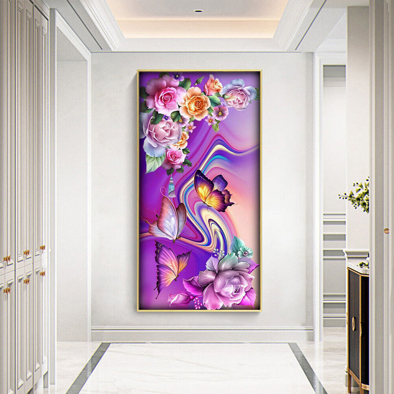 DIY Diamond Painting Butterfly Flowers Full Drill Rhinestone Mosaic Art Pic