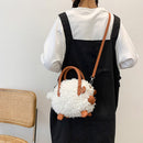 Women Soft Warm Plush Sheep Handbags Winter Soft Warm Designer Zipper Handbags