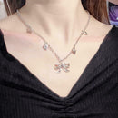 Fashion Women Bow knot Heart Necklace Pendant Clavicle Chain Jewelry D2B1