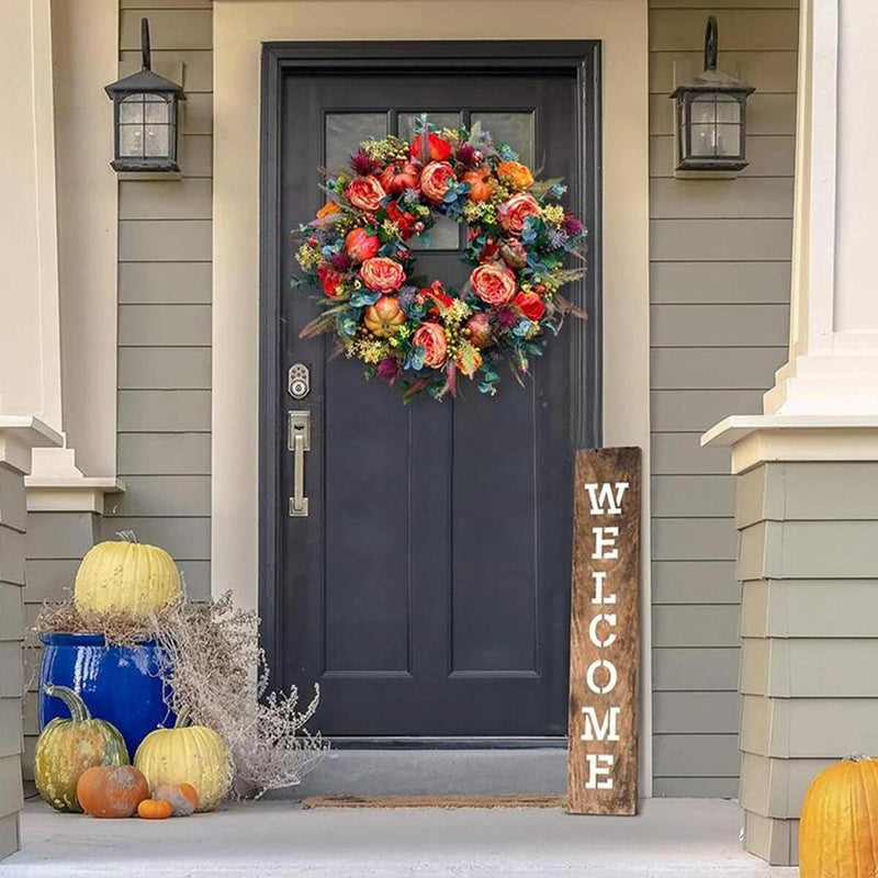 ??Last Day 50% Off ??Fall Peony And Pumpkin Wreath Year Round-Wreath