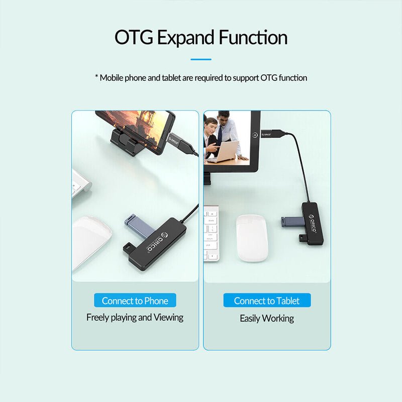 USB Hub ORICO FL01 4 Port USB 2.0 Splitter OTG Adapter for Laptop Desktop