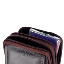 10pcs Men Cowhide Leather Phone Bag Solid Color Three-layer Holder