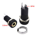 5PCS PJ-392A 3.5mm 3 Pole Black Audio Jack Socket Stereo Solder Panel Connector