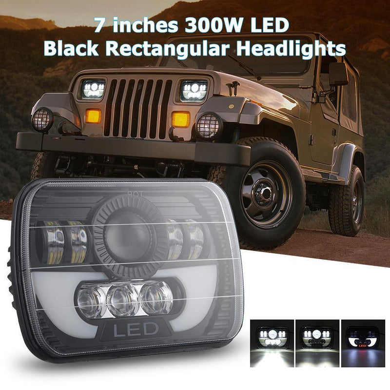 7x6/ 5x7 inch 300W LED Headlight Rectangular Hi-Lo DRL for Car Truck SUV
