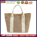 Fashion Women Vacation Contrast Color Woven Large Tote Shoulder Shopping Bags