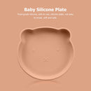 Children Dishes Baby Silicone Sucker Feeding Bowl Kid Dining Plate (Red) Newly