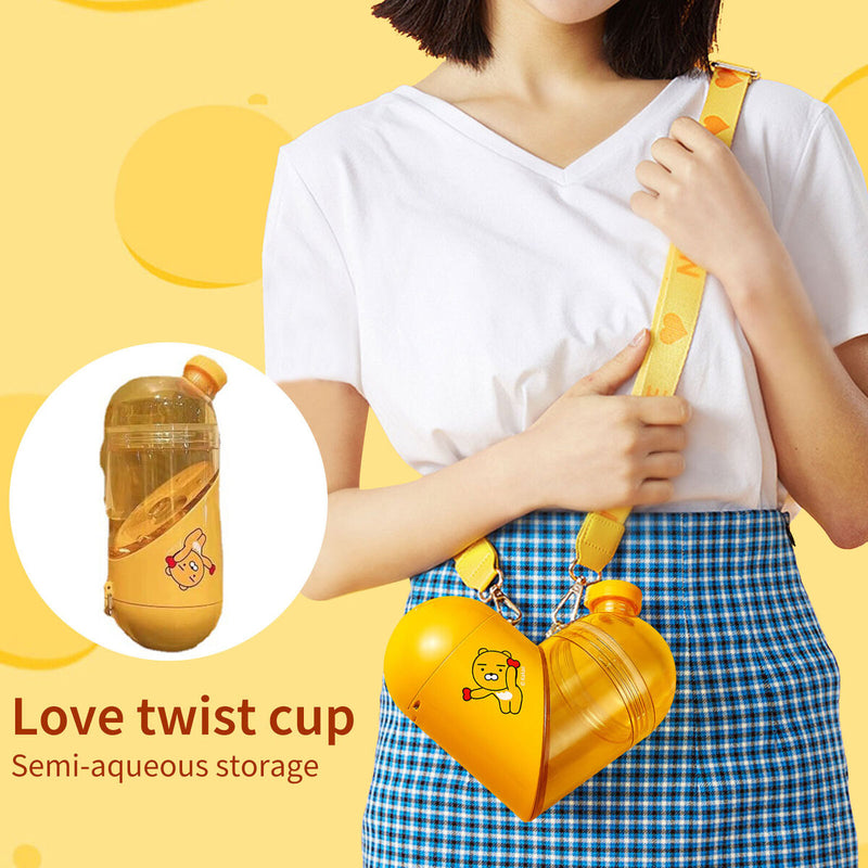 Water Bottle - Love Heart Storage Rotatable Water Bottle for Sport (Yellow)