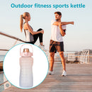 2000ml Water Bottle Sports Leakproof Time Marker Drinking Cup (Blue Pink) Newly