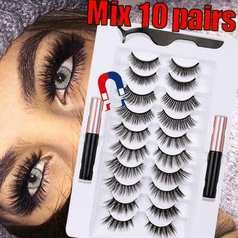 Magnetic Eyelashs Magnet Liquid Eyeliner Lashes Tweezer Long Last P2C2