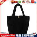 Casual Corduroy Shoulder Bag Women Mini Bento Solid Top-handle Tote (Black)