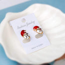 Christmas Snowman Hat Earrings Zircon Diamond Ear Studs Women Jewelry Gift