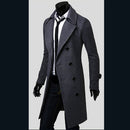 Mens Winter Double-breasted Warm Coat Jacket Wool Parka Overcoat Grey XXL