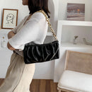 Women Chain Evening Clutch Pleated Solid Shoulder Handbag Party Elegant Totes