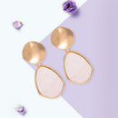 Korean Geometric Heart Pendant Dangle Earrings Women Round Metal Earrop Jewelry
