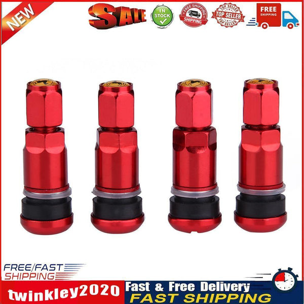 4pcs Car Tubeless Tyre Valve Stems Aluminum Tire Air Valve Stems (Red) Newly