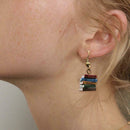 Stack of Books Earrings Stud Drop Dangle Hook Women Book Pendant Multicolo best