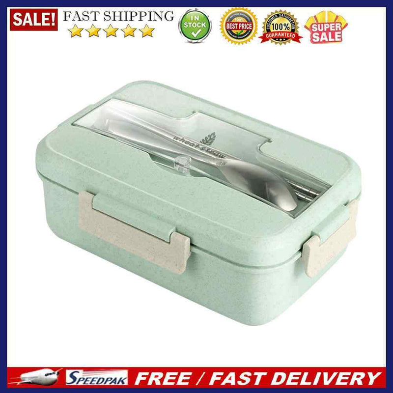 Portable Lunch Box Kids School Office Microwave Wheat Straw Bento Food Container