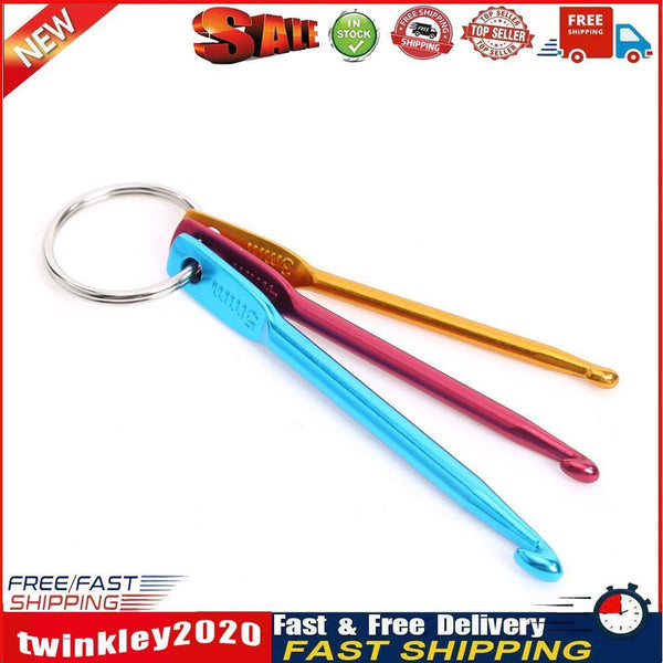 3pcs Hot Mixed Aluminum Knit Needle Crochet Hook Needle Keychain Keyring Newly