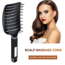 Portable Curved Ribs Scalp Massage Comb Fluffy Styling Brush (A Black) Newly