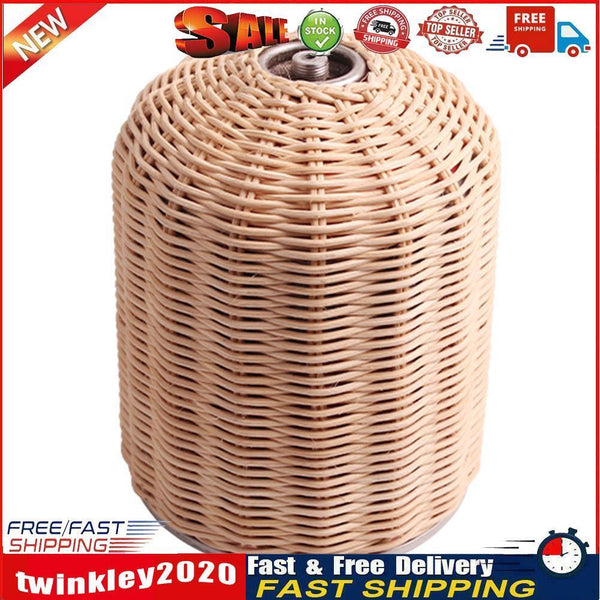 450g Gas Cylinder Cover Outdoor Camping Rattan Gas Tank Protector (Beige) Newly