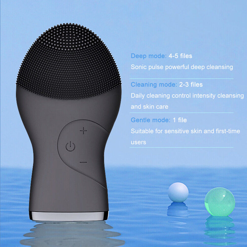 Ultrasonic Silicone Electric Facial Cleansing Brush Sonic Face Cleanser Massager