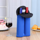 Neoprene Wine Bottle Cooler Double Bottle Protective Sleeve Holder (Blue) Newly