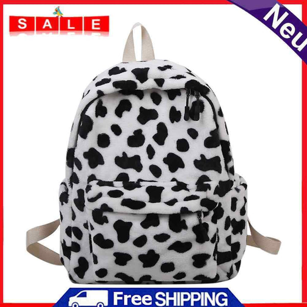 Retro Cow Printed School Bag Women Girl Backpack Street Large Capacity Backpacks