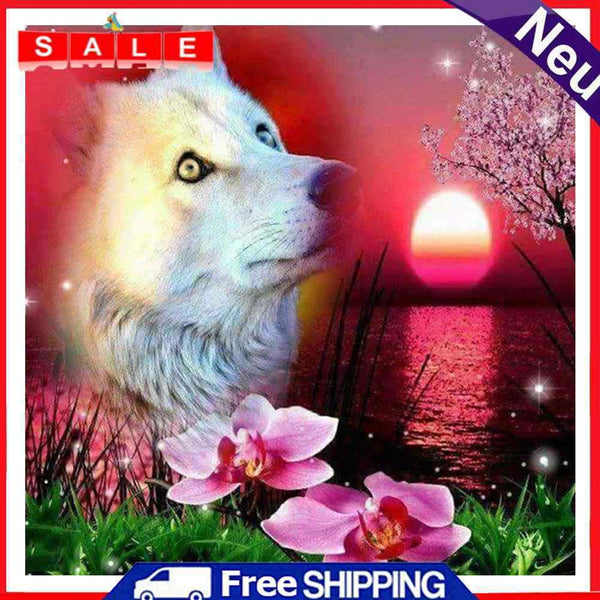 5D Crystal Diamond Painting DIY White Wolf Full Round Mosaic Kit Home Decor