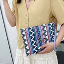 Women Canvas Stripe Bohemian Messenger Bag Flap Crossbody Bag (Purple)