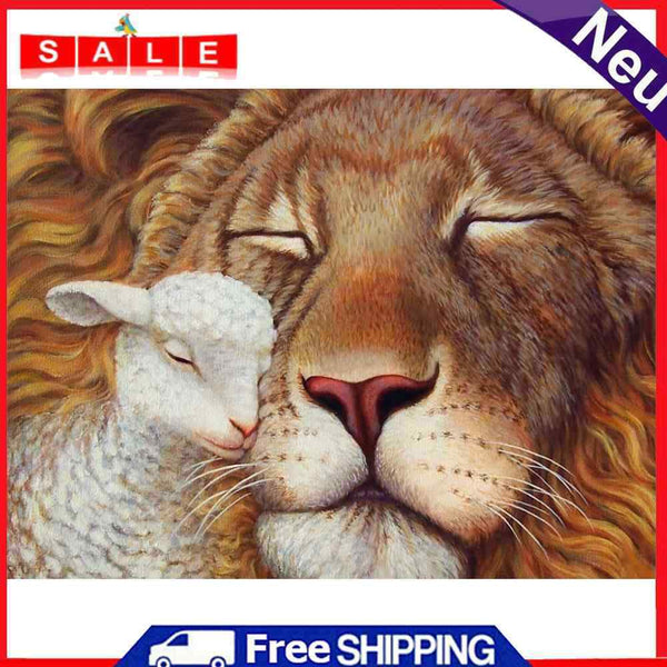 Lamb and Lion Oil Paint By Numbers DIY Acrylic Painting on Canvas Frameless Kit