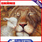 Lamb and Lion Oil Paint By Numbers DIY Acrylic Painting on Canvas Frameless Kit