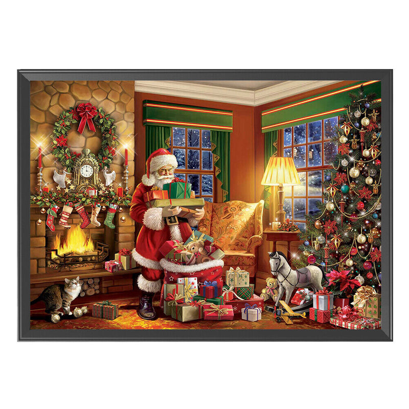 Cotton Thread Full Stamped Santa Claus Gifts Cross Stitch Embroidery Handicraft