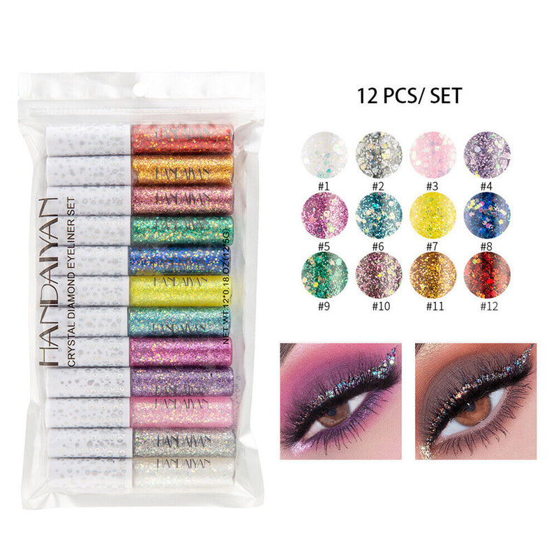 12pcs Eye Cosmetic Eyeliner Waterproof Eyeshadow Pencil Long Lasting Makeup Tool