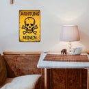 Attention Mines Metal Tin Sign Plaque for Bar Pub Club Cafe Decorative Iron Paint