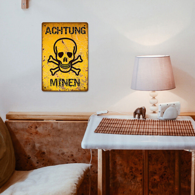 Attention Mines Metal Tin Sign Plaque for Bar Pub Club Cafe Decorative Iron Paint