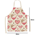 Heart Print Kitchen Linen Apron Waterproof Home Cooking Bibs (82x68cm)