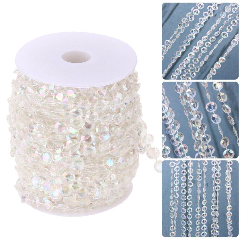 99FT Garland Diamond Acrylic Crystal Bead Curtain Wedding DIY Party Decor Newly