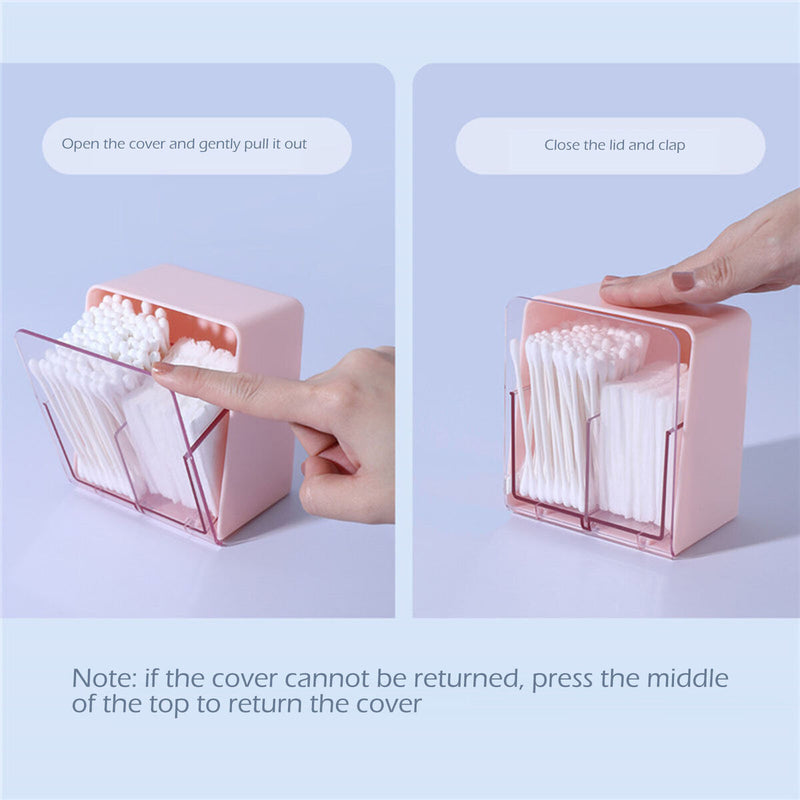 Cotton Swabs Q-tips Holder Dispenser Container Box with 2 Compartments Organi