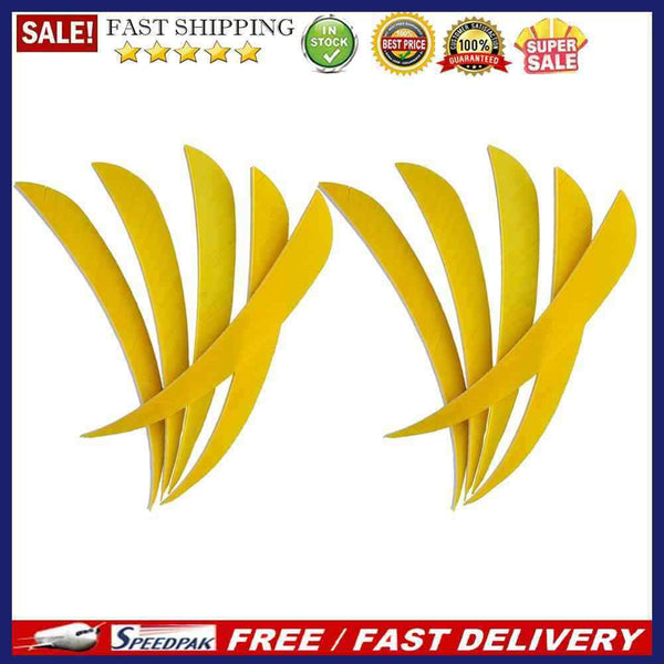 10pcs 4 inch Water Drop Turkey Feathers Arrow Real Feathers Vanes (Yellow)