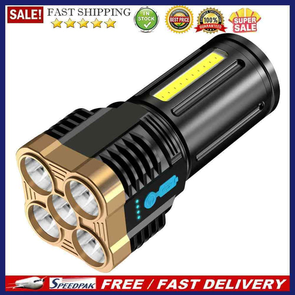 500LM Portable Flashlight USB Rechargeable Power Display Torch Warning Lant