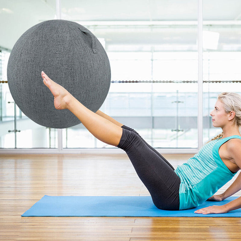 Cotton Linen Yoga Exercise Balance Ball Protective Cover (Navy Blue 65cm) Newly