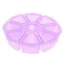 8 Compartment  Round Clear Plastic Storage Box Jewelry Organizer(Purple) Newly