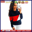 Women Color Splicing Long Sleeve Pullovers Casual Jumpers Tops Thick Sweatshirt
