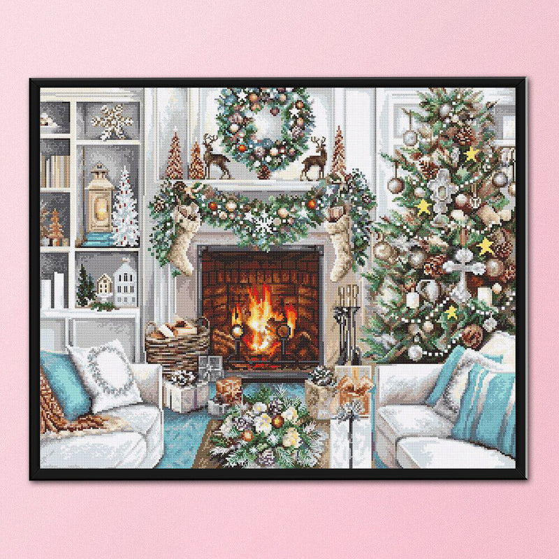 Full Embroidery Christmas 3-Beach 11CT Printed Cross Stitch Cotton DIY Kits