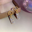 Girls Bridal Jewelry Drop Earrings Square Crystal Earrings Luxury Earrings