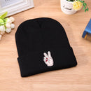 Harajuku Fashion Unisex Beanies Embroidery V Sign Ski Knitting Cap(Black)