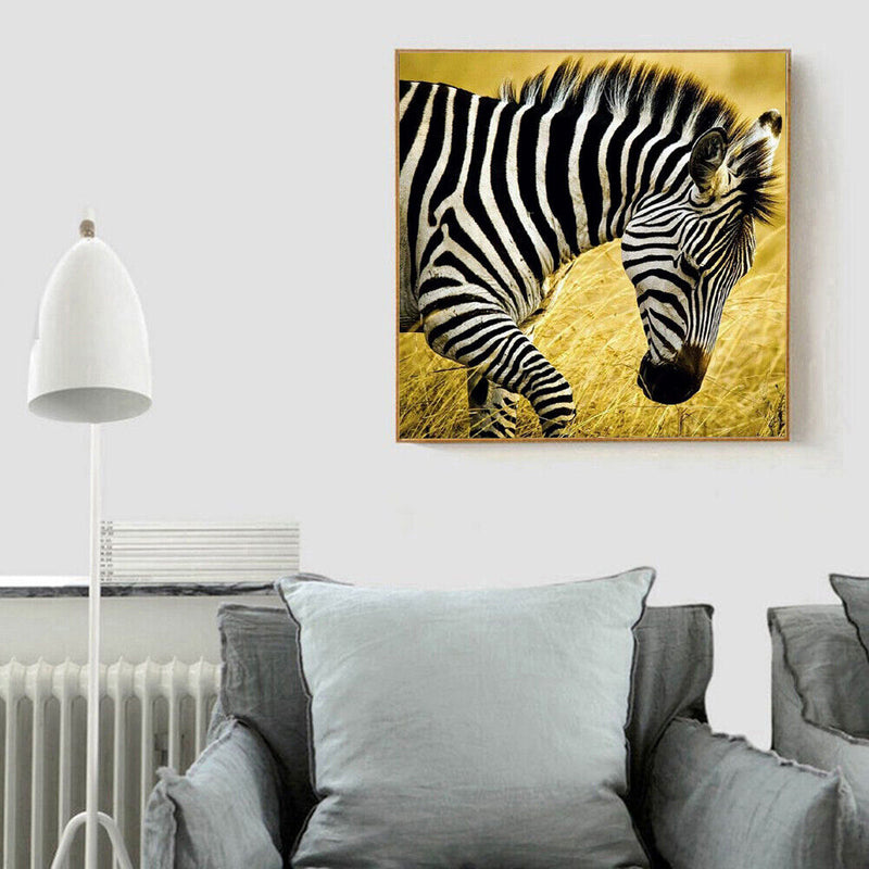 5D DIY Full Drill Diamond Painting Walking Zebra Embroidery Craft Needlework Set